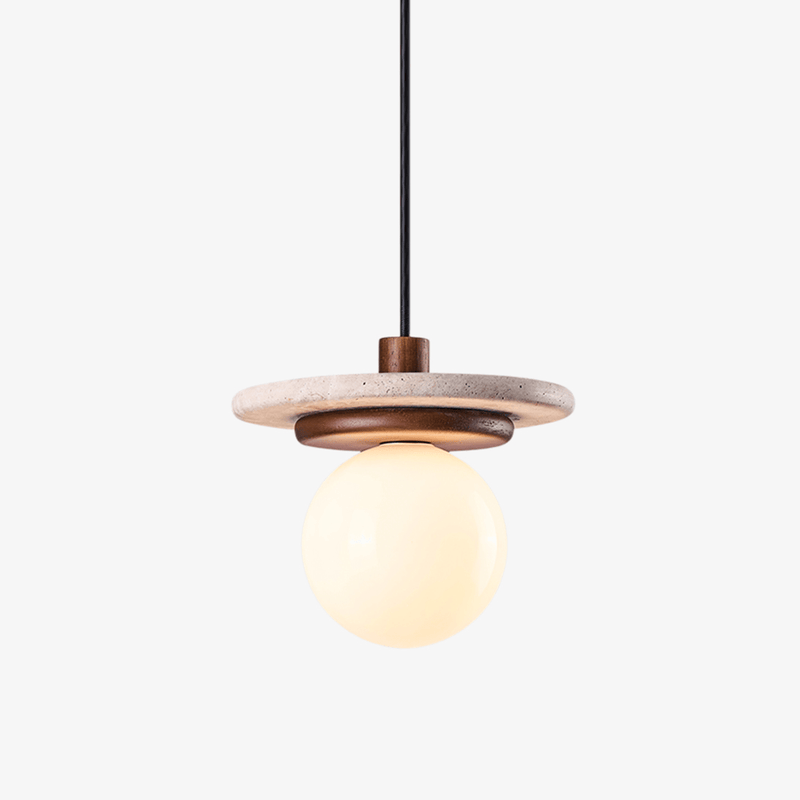 Suspension moderne Snorre en Travertin jaune et noyer