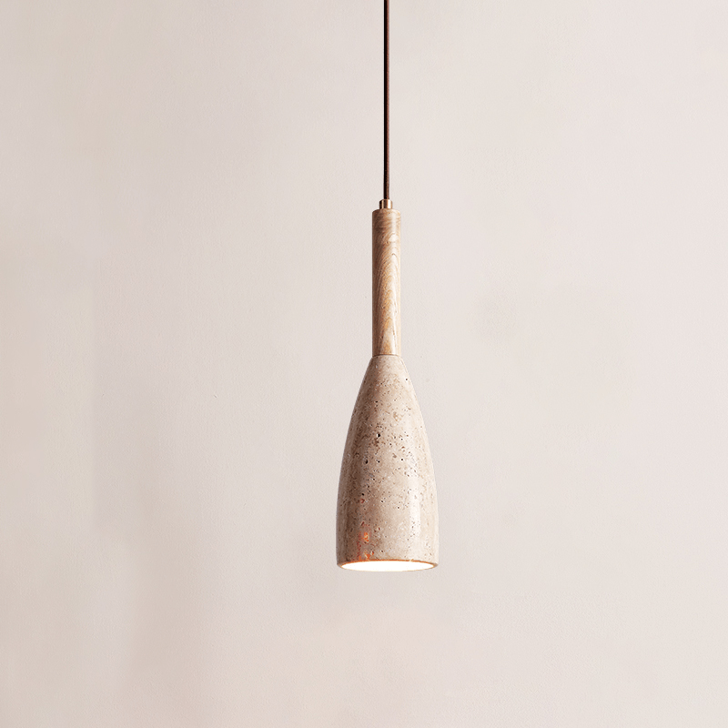 Suspension moderne Balder en Travertin jaune et bois