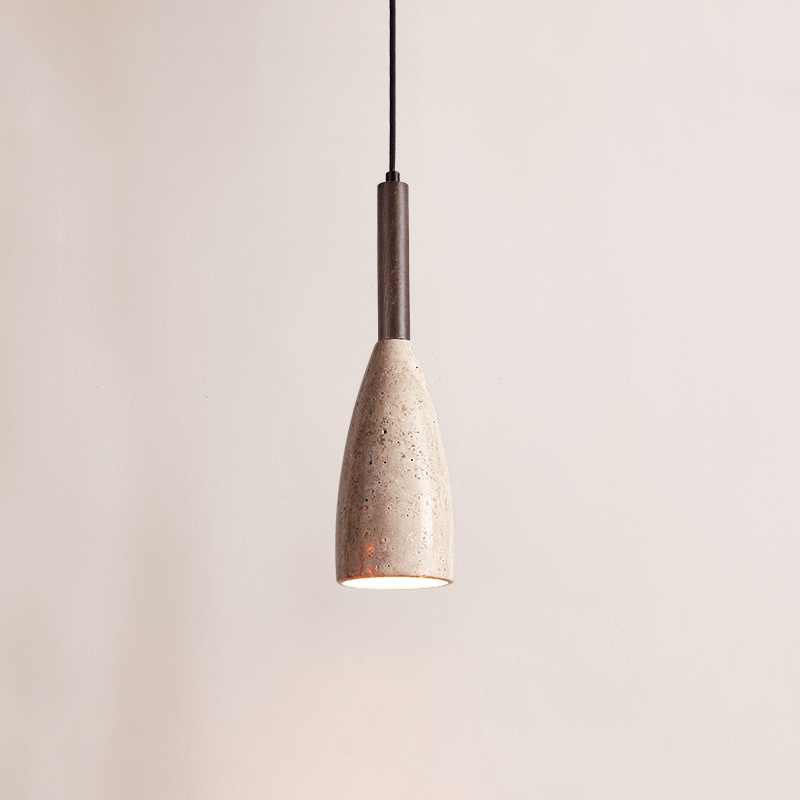 Suspension moderne Balder en Travertin jaune et noyer