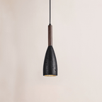 Suspension moderne Balder en Noir travertin et noyer