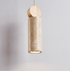 Suspension moderne Torsten en Travertin jaune et bois