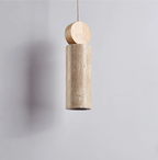 Suspension moderne Torsten en Travertin jaune et bois
