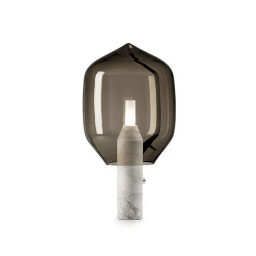 Lampe à poser moderne Gudik en Blanc marbre et verre fumé