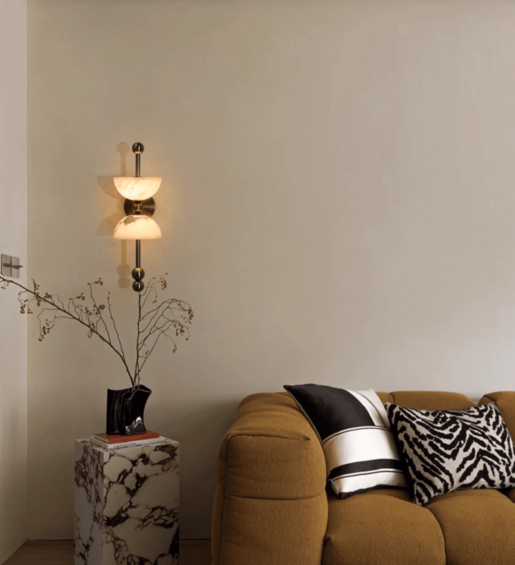 Applique murale moderne Keir en Albâtre Bronze et blanc