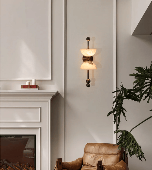 Applique murale moderne Keir en Albâtre Bronze et blanc