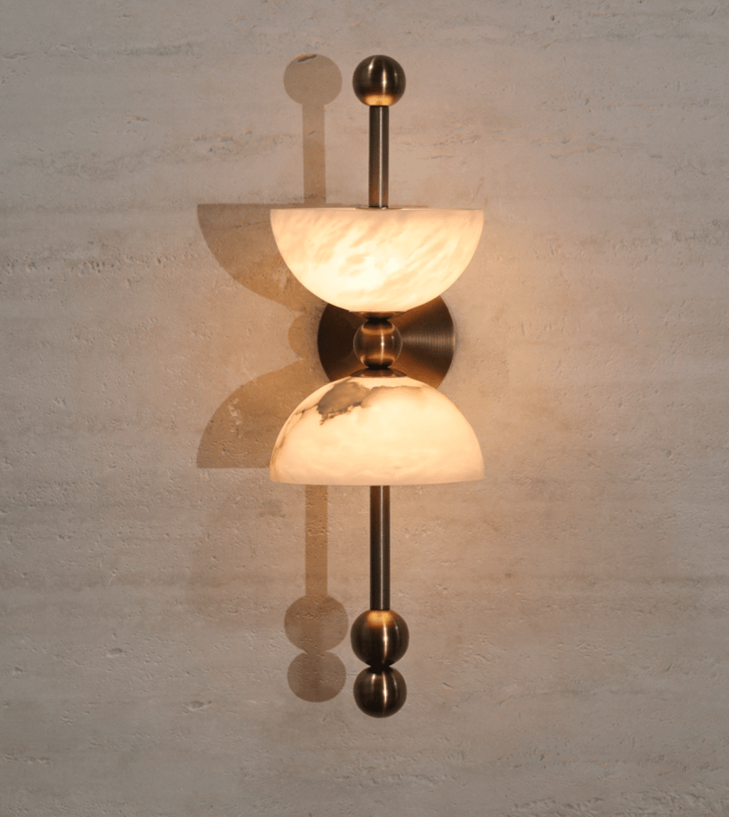 Applique murale moderne Keir en Albâtre Bronze et blanc