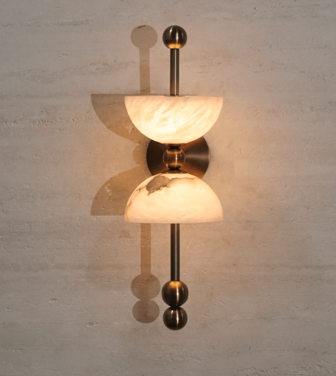 Applique murale moderne Keir en Albâtre Bronze et blanc