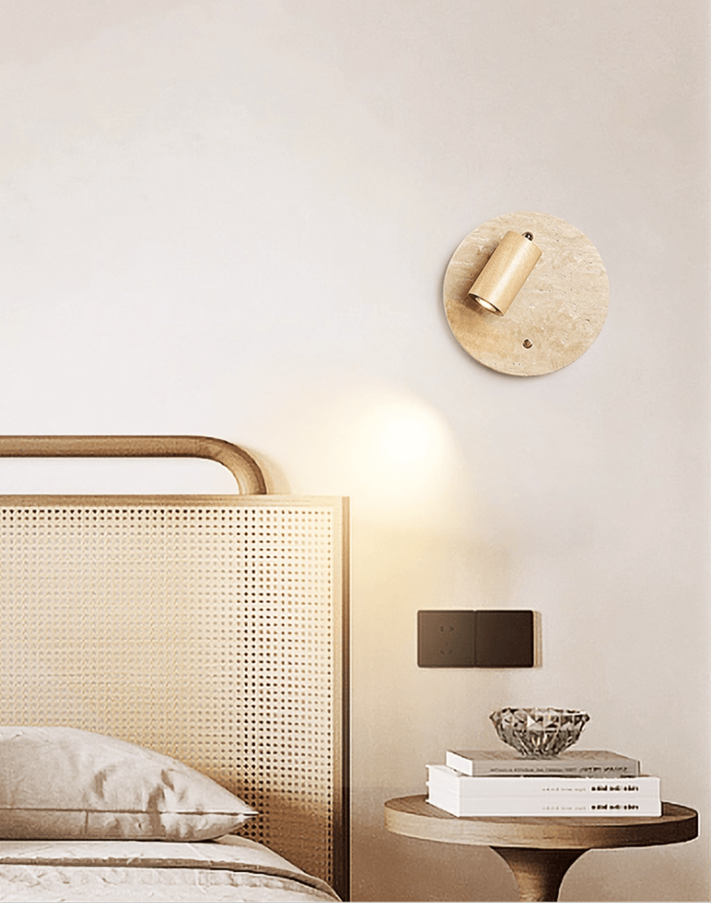 Applique murale moderne Boje en Bois et travertin jaune