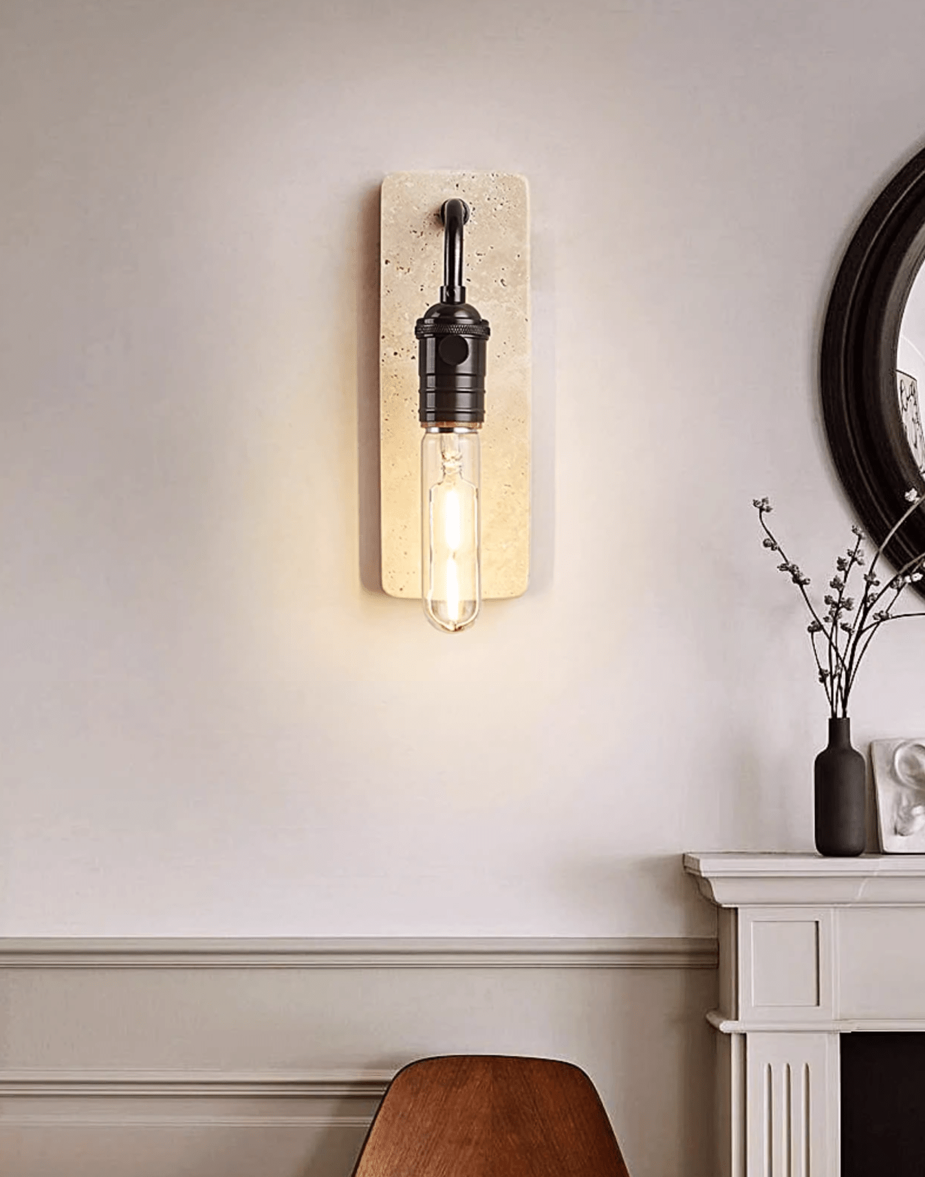 Applique murale moderne Arrow en pierre, Travertin
