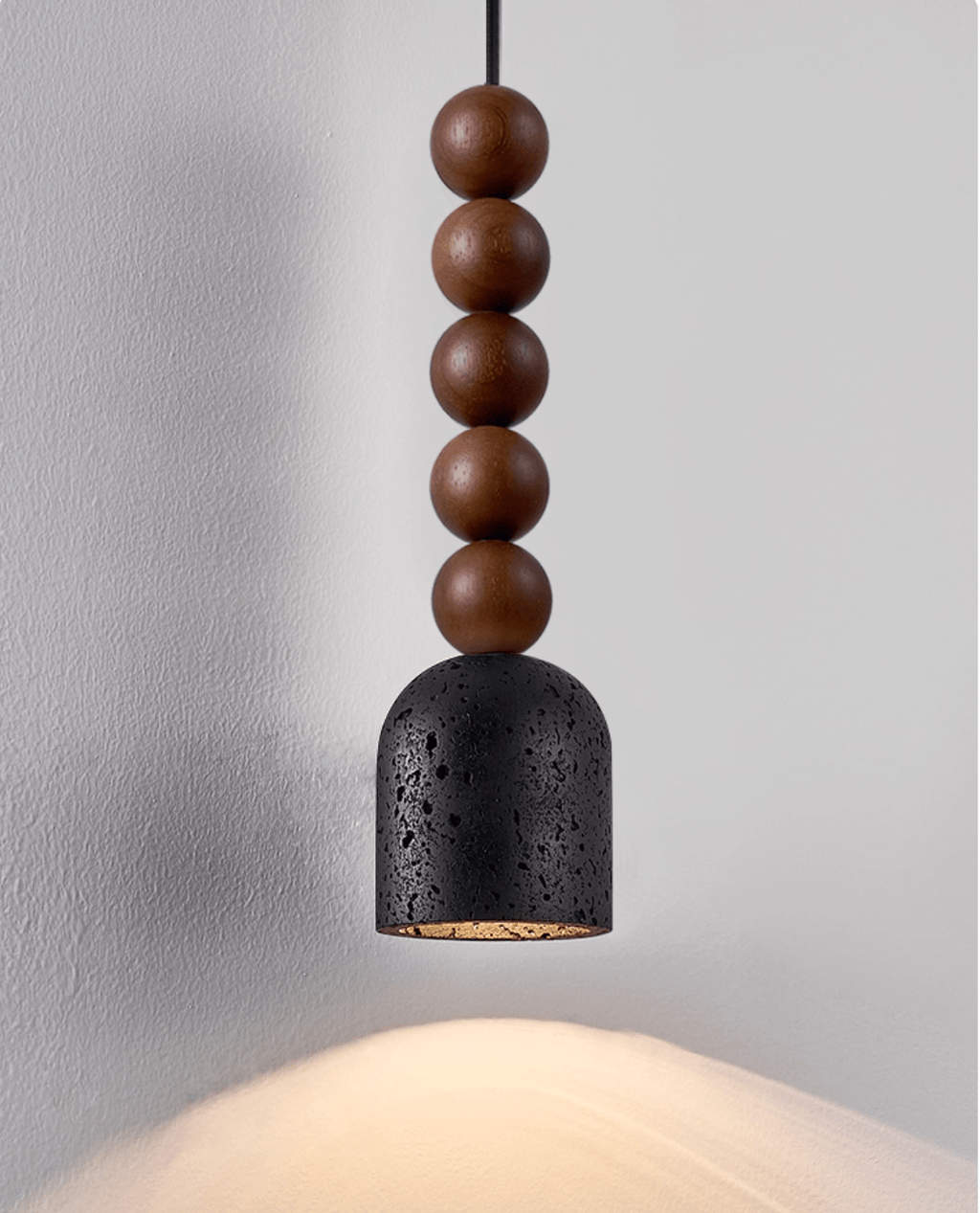 Suspension moderne Luan en bois Travertin jaune et noyer