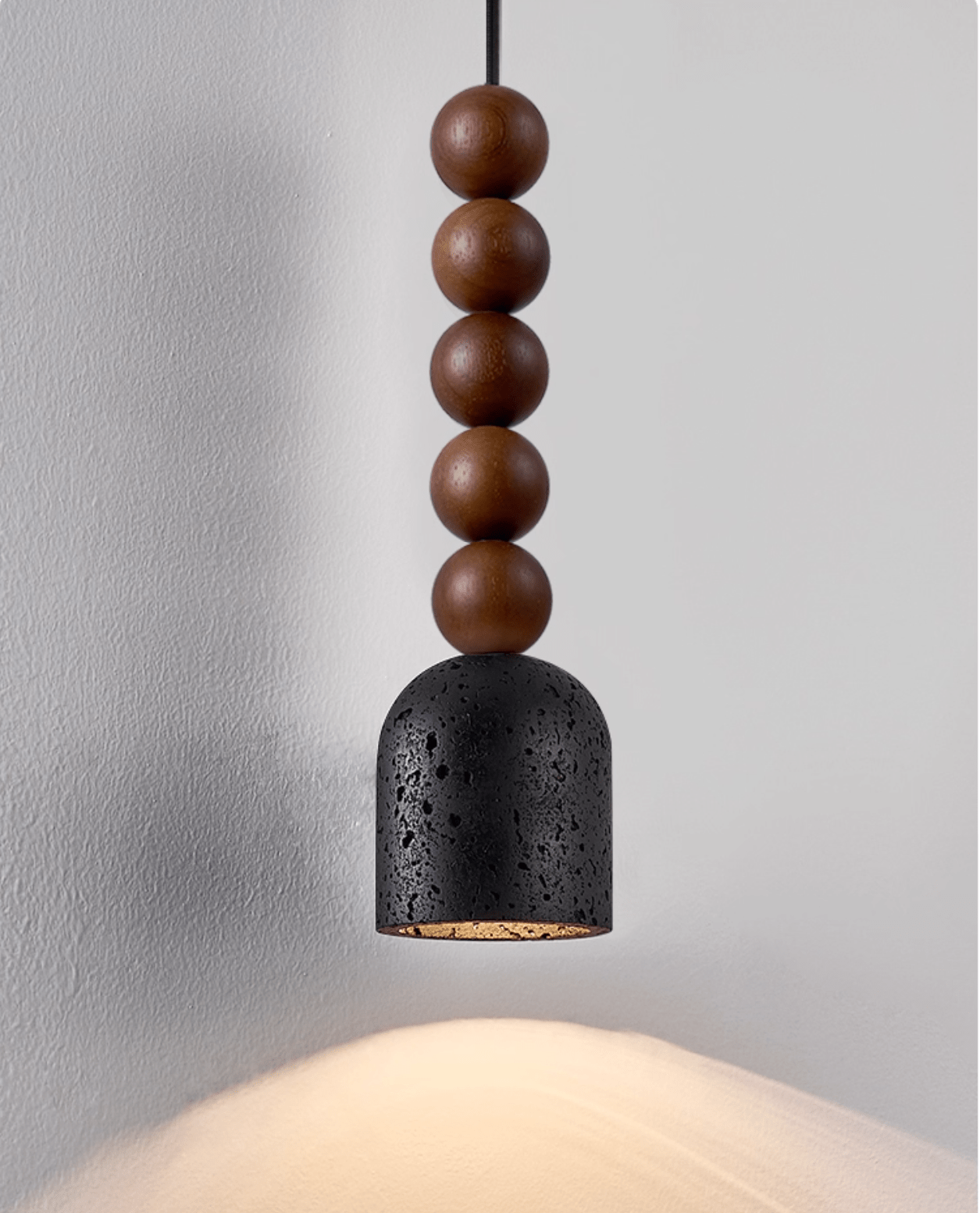 Suspension moderne Luan en bois Travertin jaune et noyer