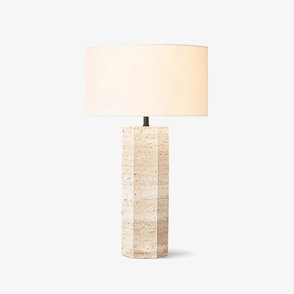 Lampe à poser moderne Rekved en Travertin jaune et blanc