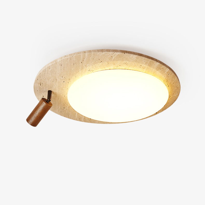 Plafonnier moderne Carson en Travertin jaune et noyer