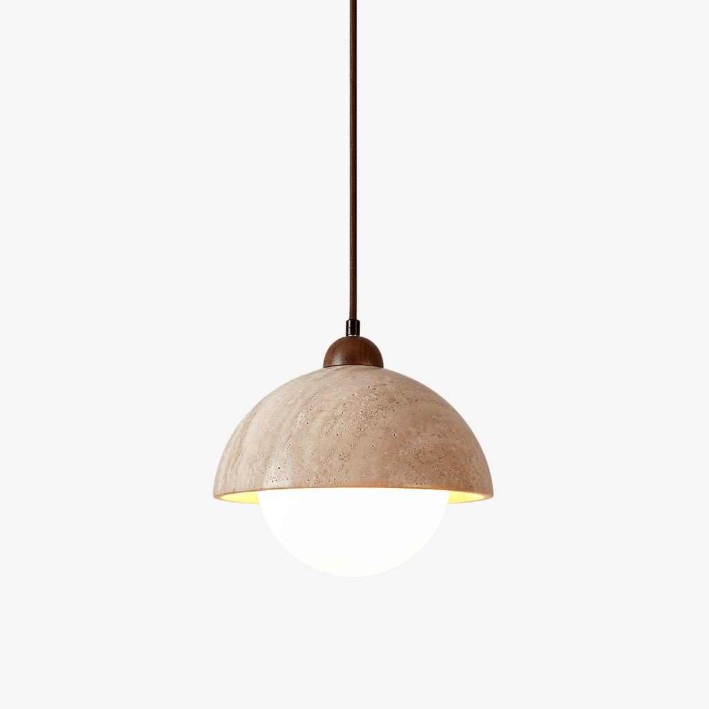 Suspension moderne Arngeir en Travertin jaune et noyer