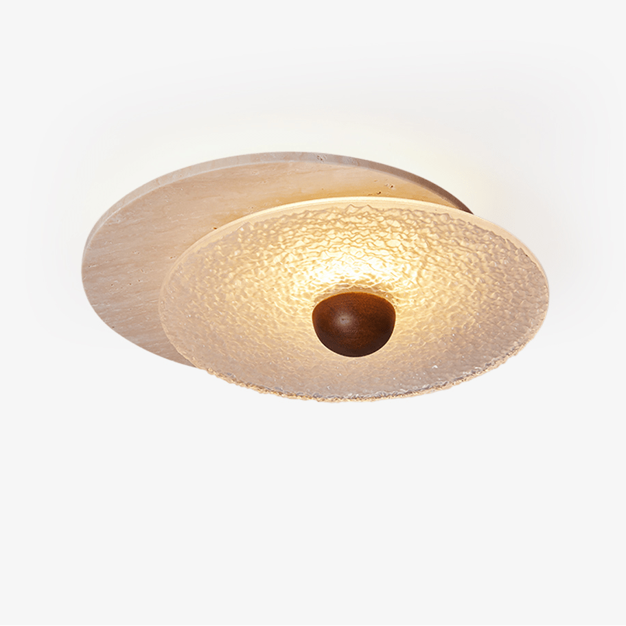 Plafonnier moderne Borgr en Bois et travertin jaune
