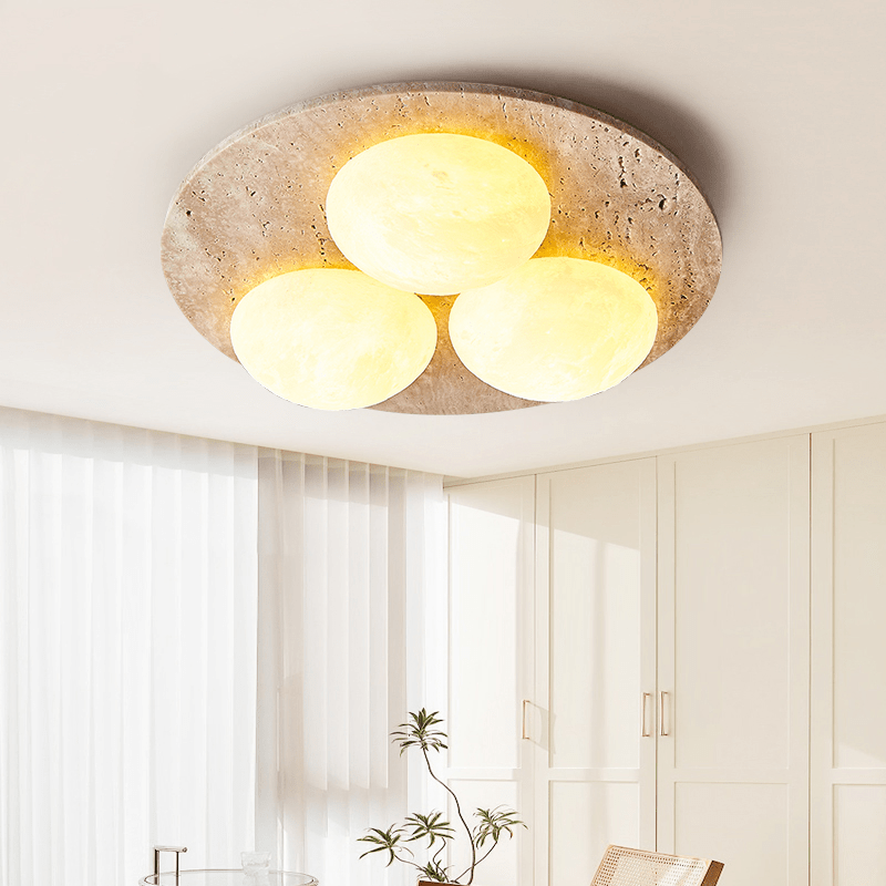 Plafonnier moderne Thorleif en Travertin jaune et blanc