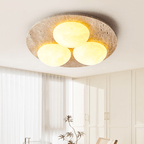 Plafonnier moderne Thorleif en Travertin jaune et blanc