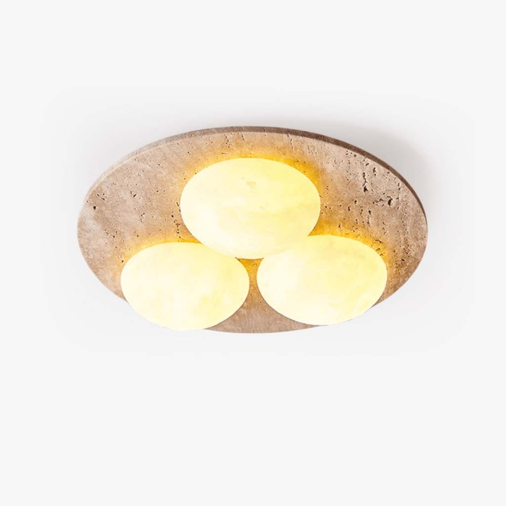 Plafonnier moderne Thorleif en Travertin jaune et blanc