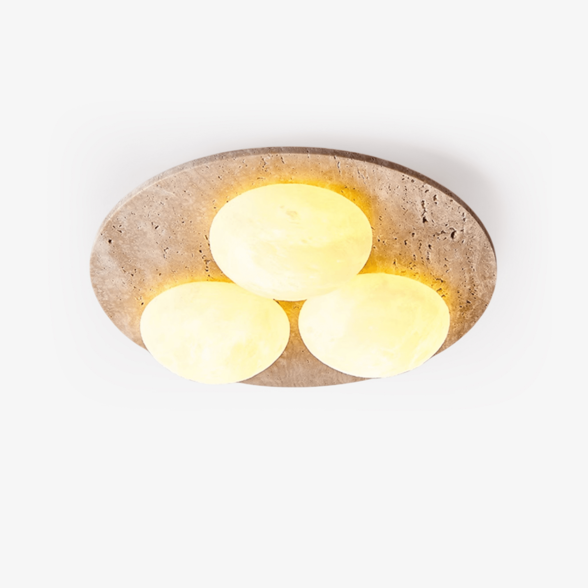 Plafonnier moderne Thorleif en Travertin jaune et blanc