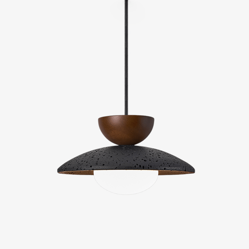 Suspension moderne Raine en Noir travertin et foncé noyer