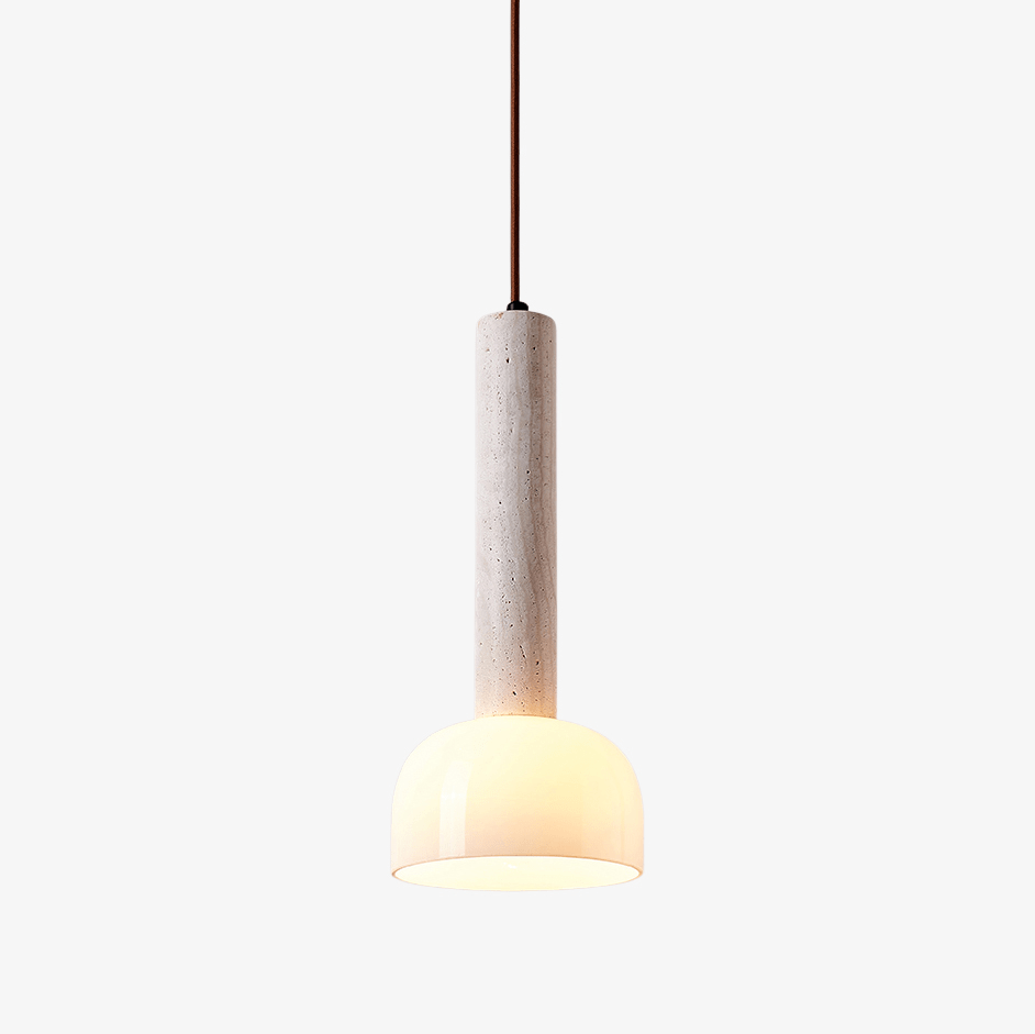 Suspension moderne Doran en Beige travertin et blanc