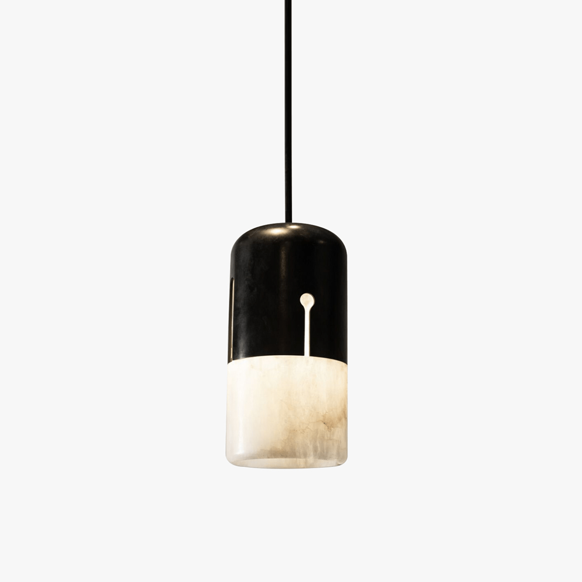 Suspension moderne Felton en Albâtre Noir et blanc