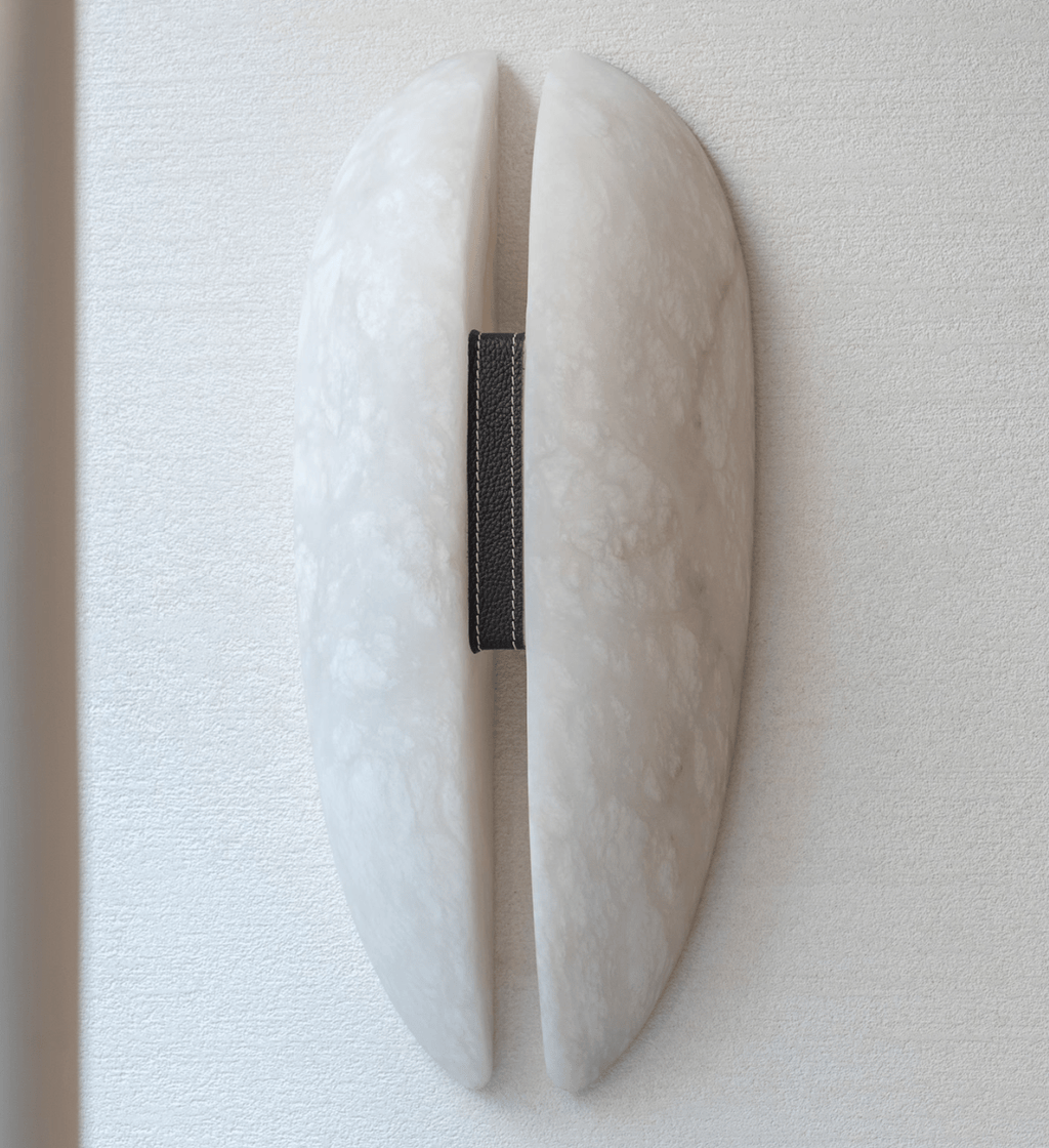 Applique murale moderne Skeggi en Albâtre Noir et blanc