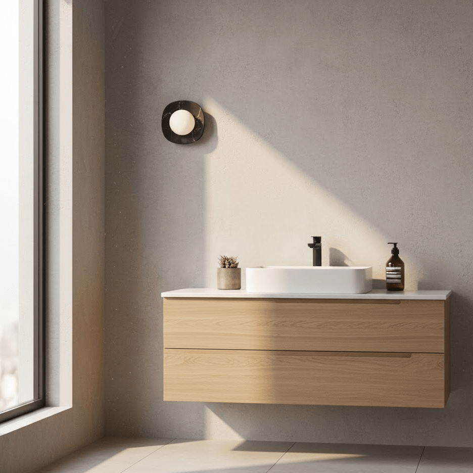 Applique murale moderne Quinn en Travertin Blanc marbre