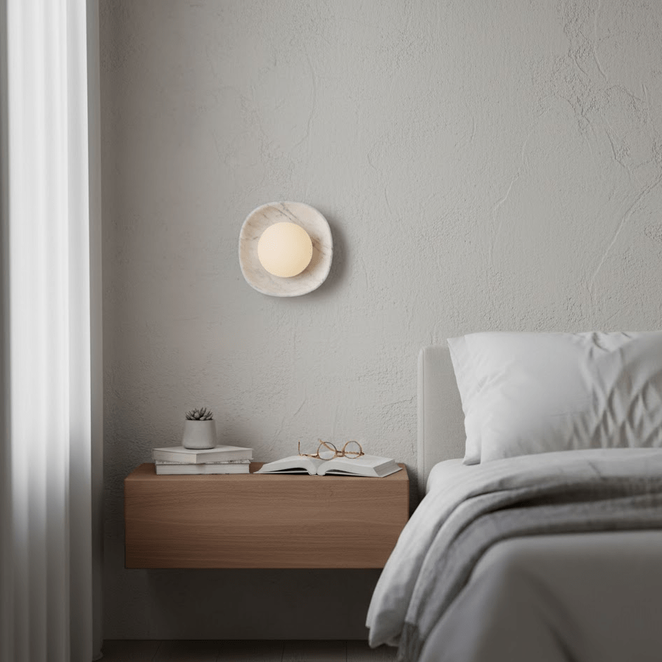 Applique murale moderne Quinn en Marbre Beige travertin