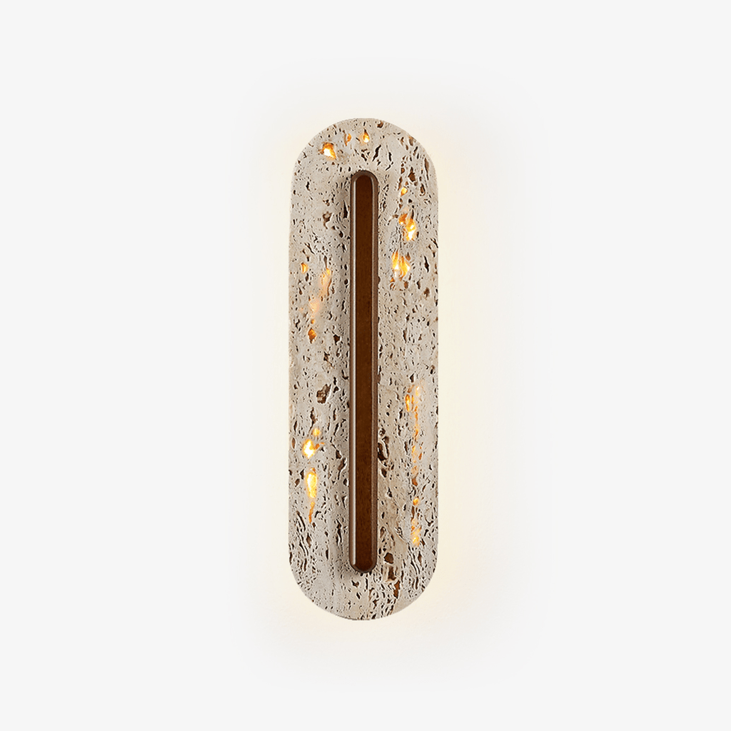 Applique murale moderne Brage en Noyer et travertin jaune
