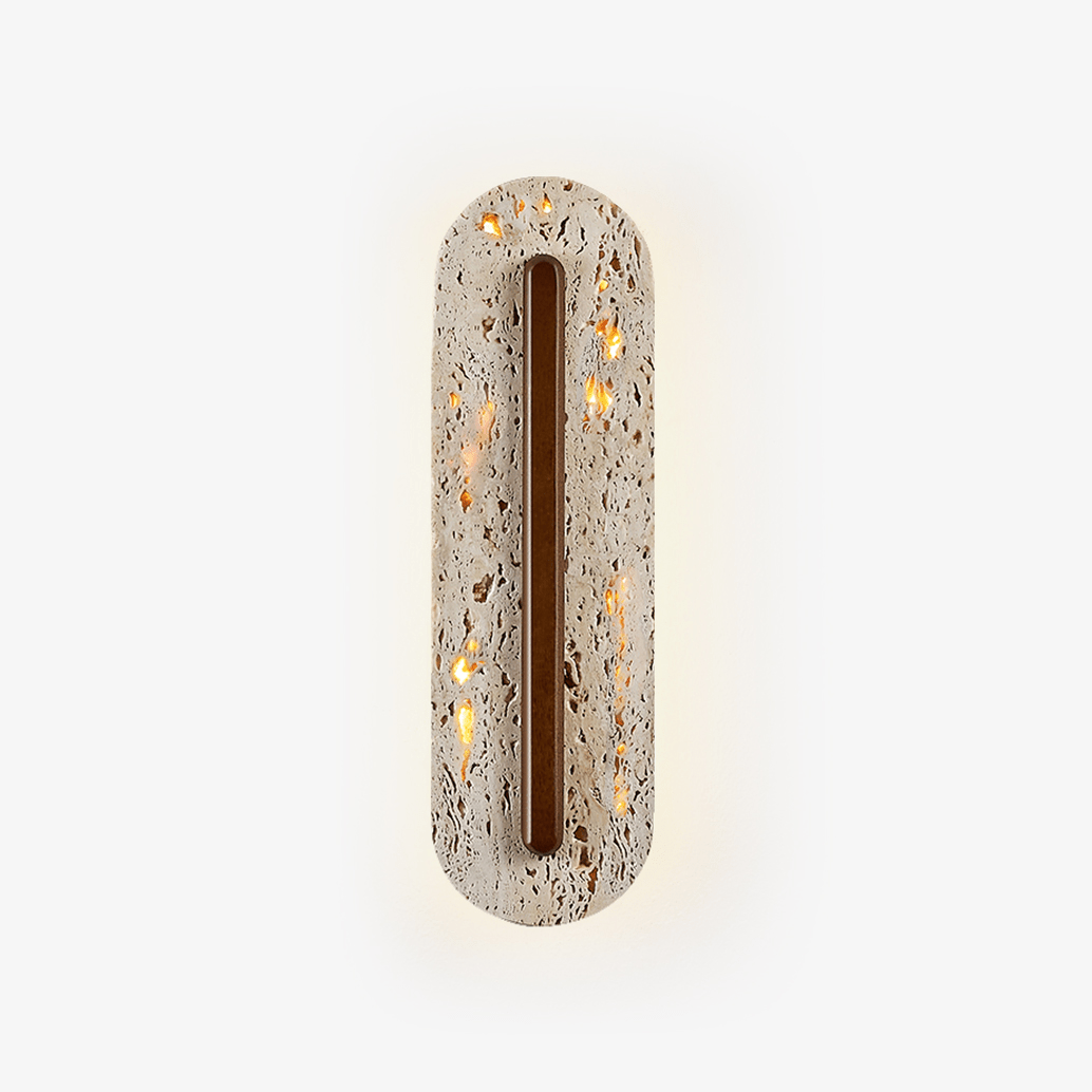 Applique murale moderne Brage en Noyer et travertin jaune