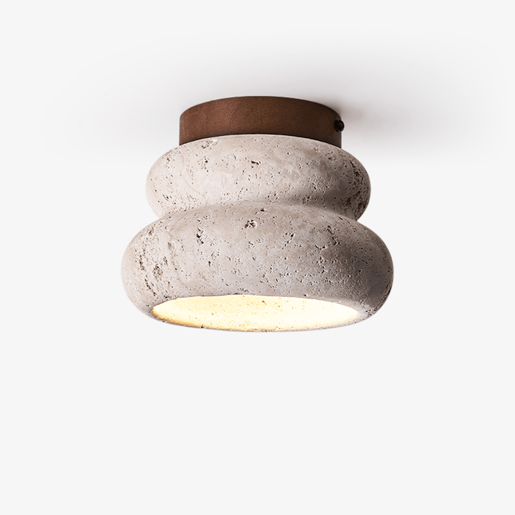 Plafonnier moderne Hunton en Foncé noyer et travertin jaune