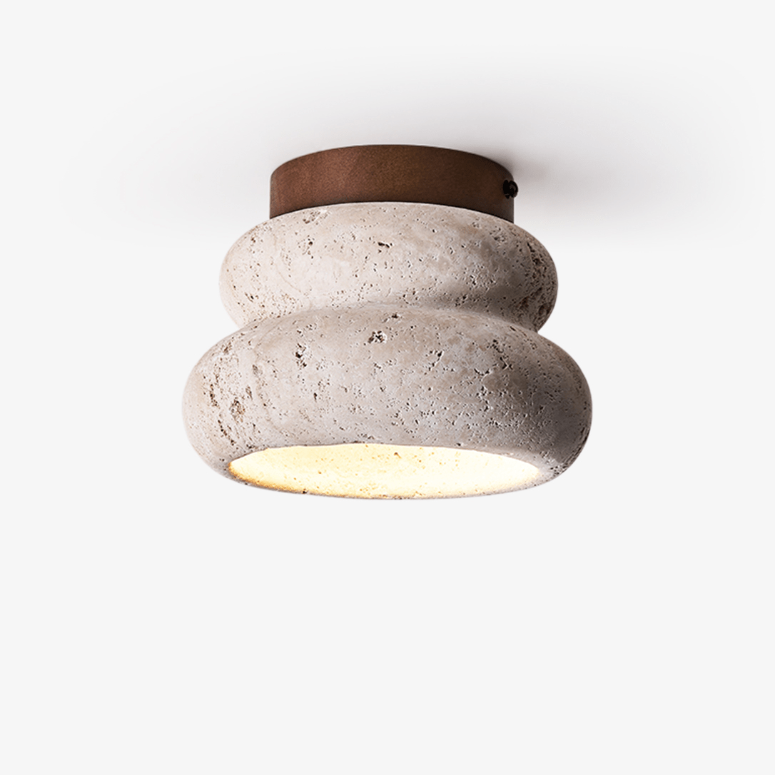 Plafonnier moderne Hunton en Foncé noyer et travertin jaune