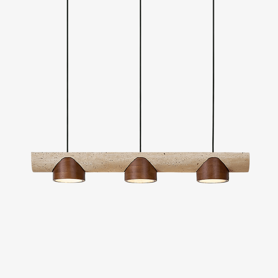 Suspension moderne Grafton en Travertin jaune et noyer