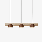 Suspension moderne Grafton en Travertin jaune et noyer