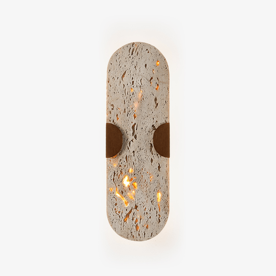 Applique murale moderne Tapio en Noyer et travertin jaune