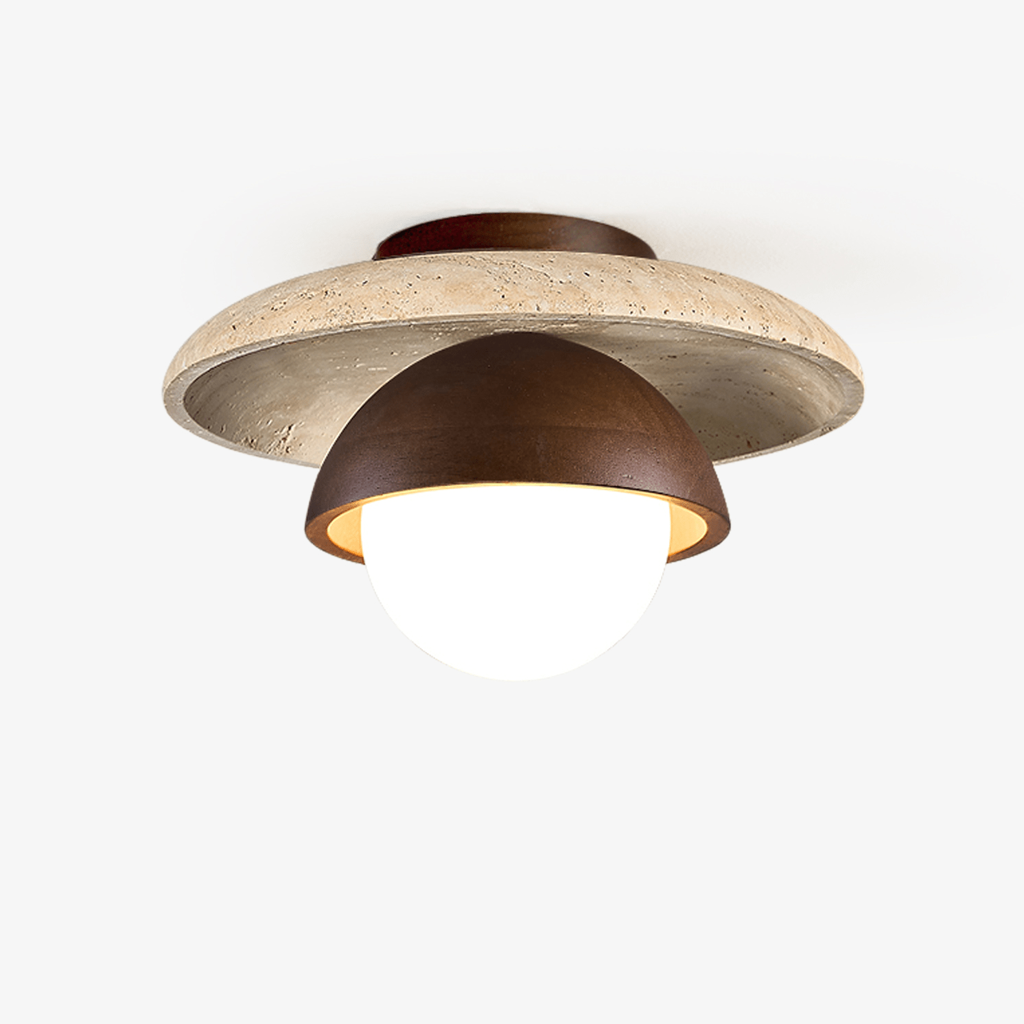 Plafonnier moderne Dov en Foncé noyer et noir travertin