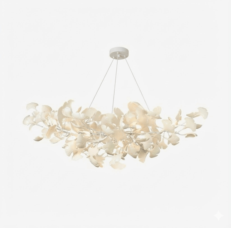 Heimir Modern Ceramic Leaf Chandelier – White Body & White Leaves
