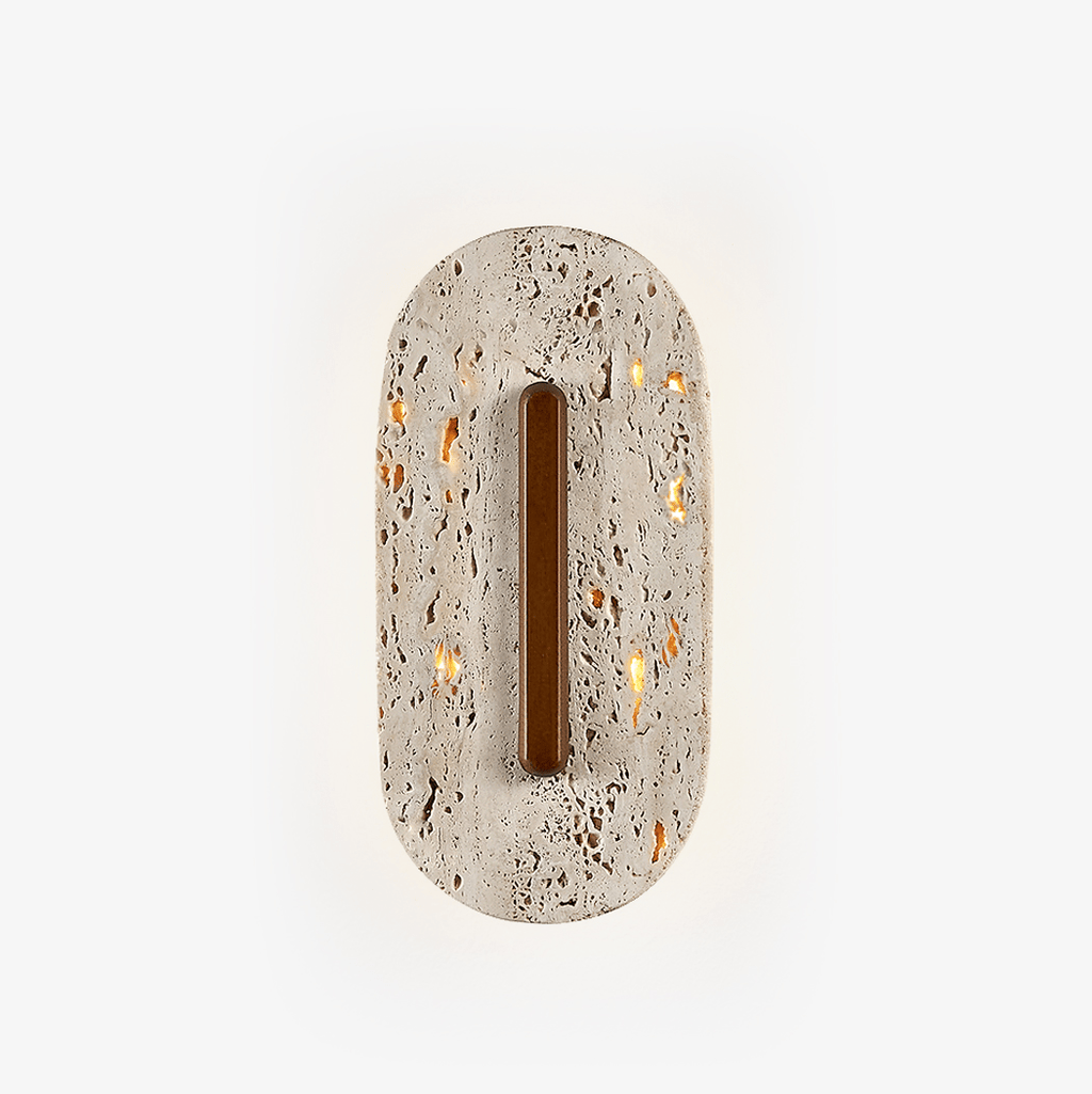 Applique murale moderne Barclay en Travertin jaune et noyer
