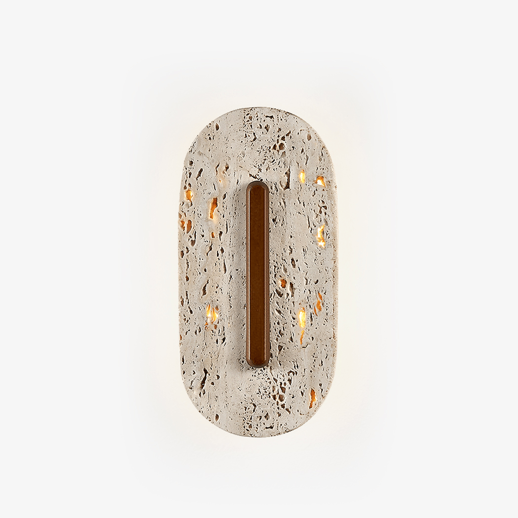 Applique murale moderne Barclay en Travertin jaune et noyer