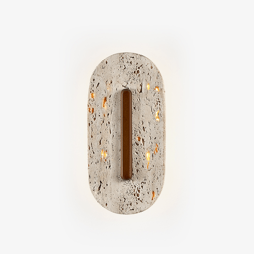 Applique murale moderne Barclay en Travertin jaune et noyer