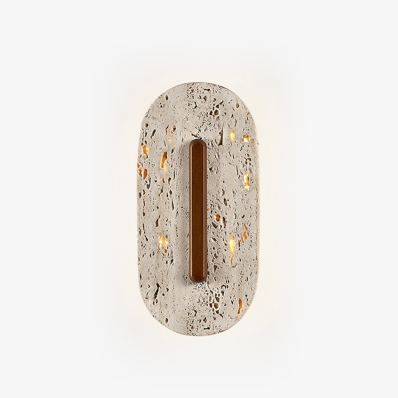Applique murale moderne Barclay en Travertin jaune et noyer