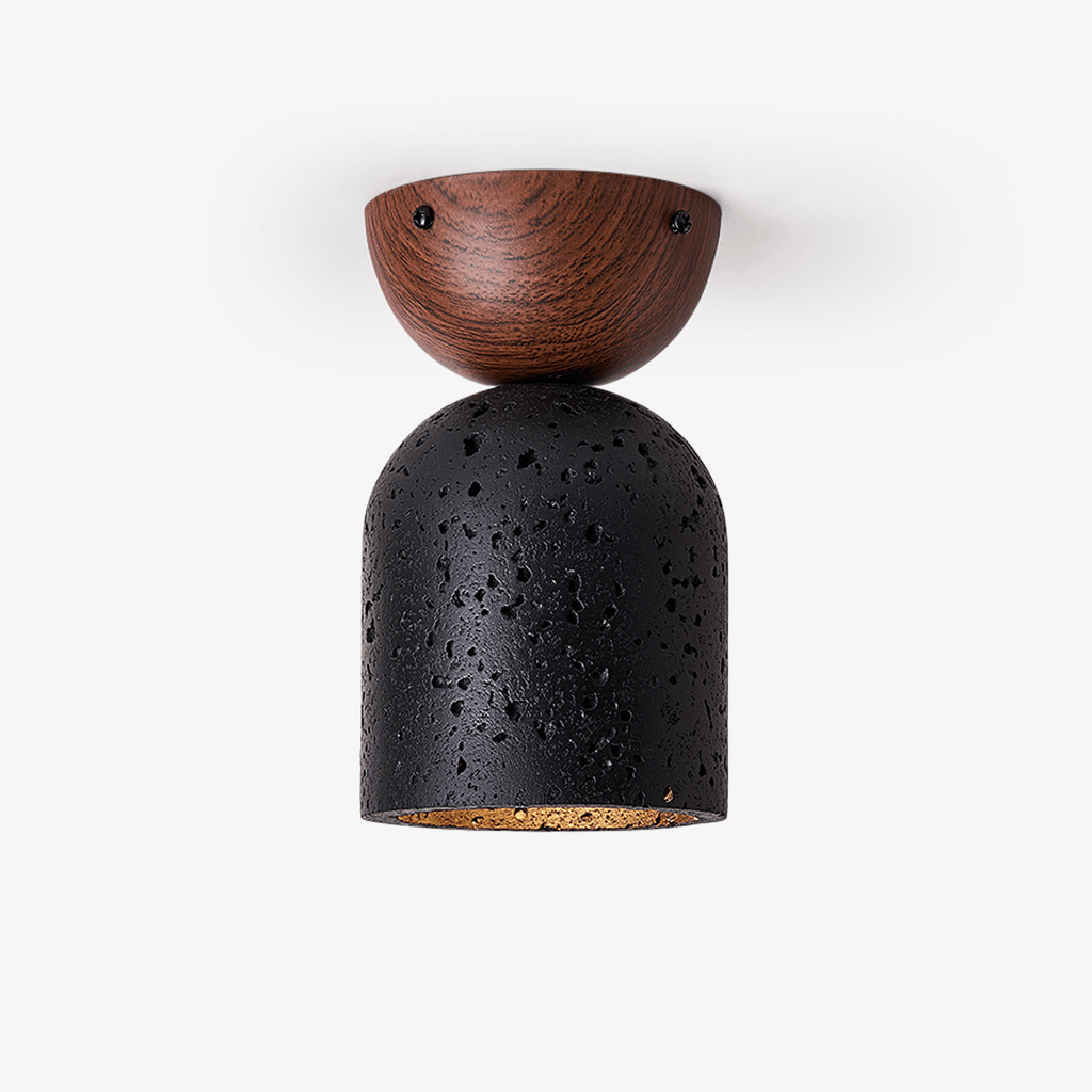 Plafonnier moderne Owen en Noyer bois et noir travertin