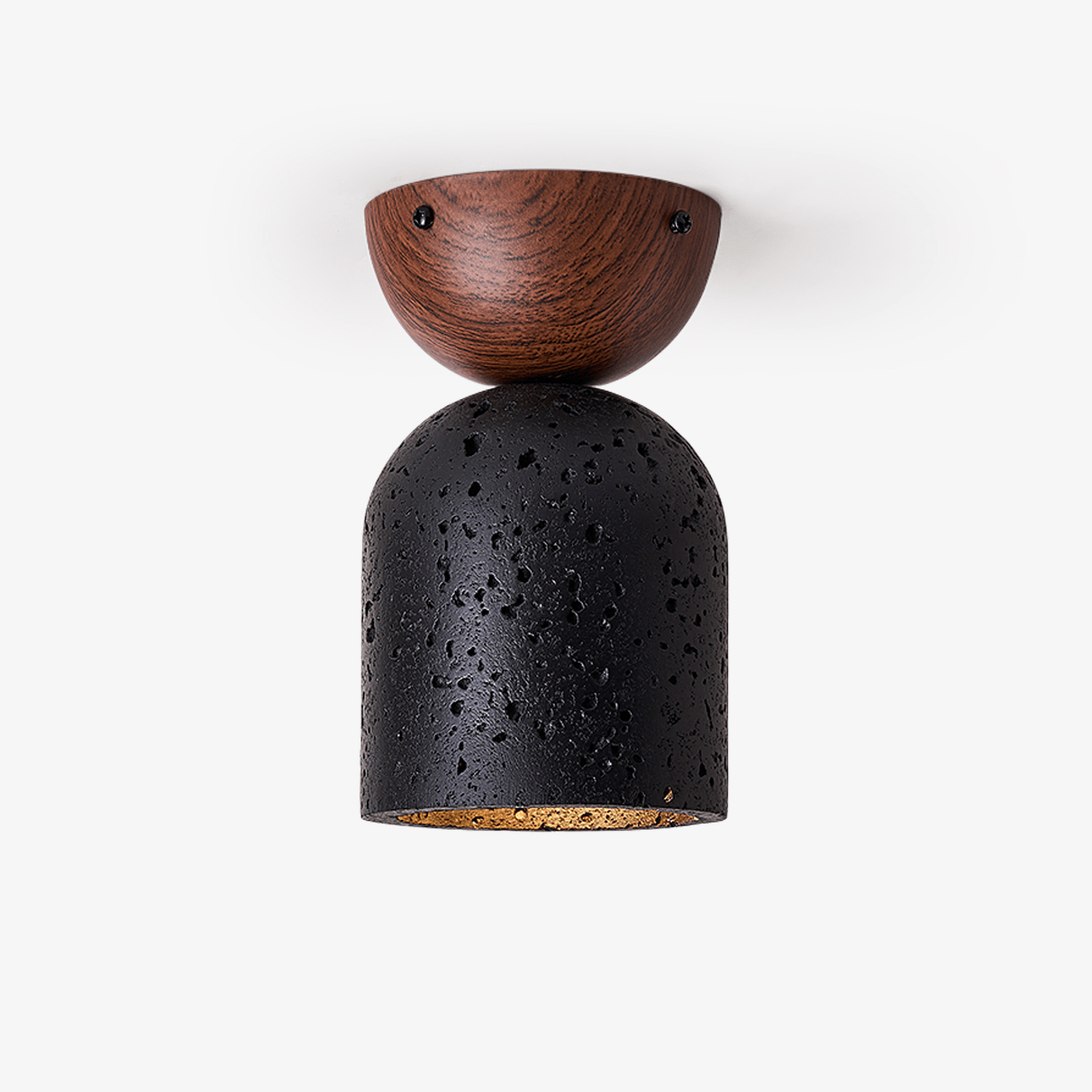 Plafonnier moderne Owen en Noyer bois et noir travertin