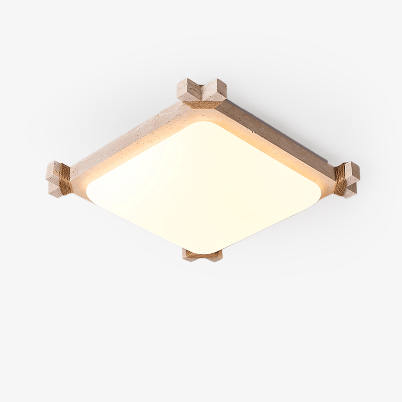 Plafonnier moderne Pippin en Travertin jaune et blanc