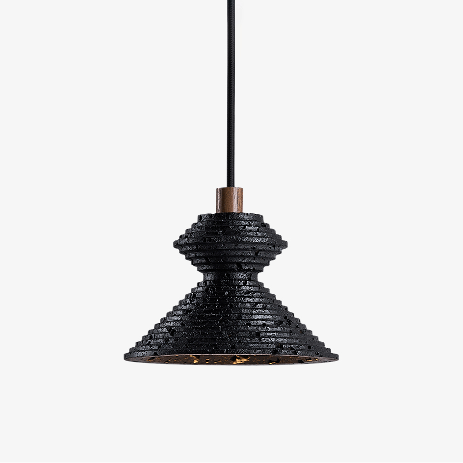 Suspension moderne Yann en Noir travertin