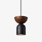 Suspension moderne Jonn en Noir travertin et noyer