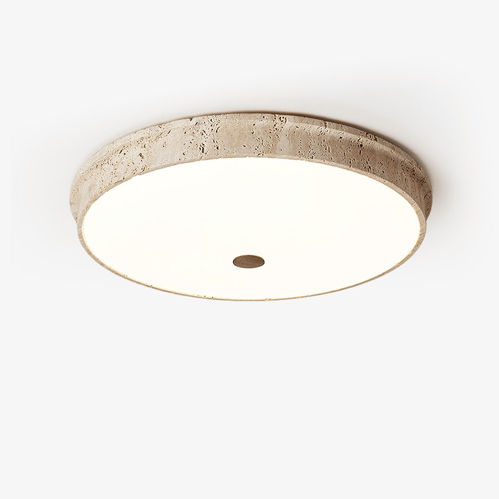 Plafonnier moderne Orell en pierre Travertin jaune et blanc
