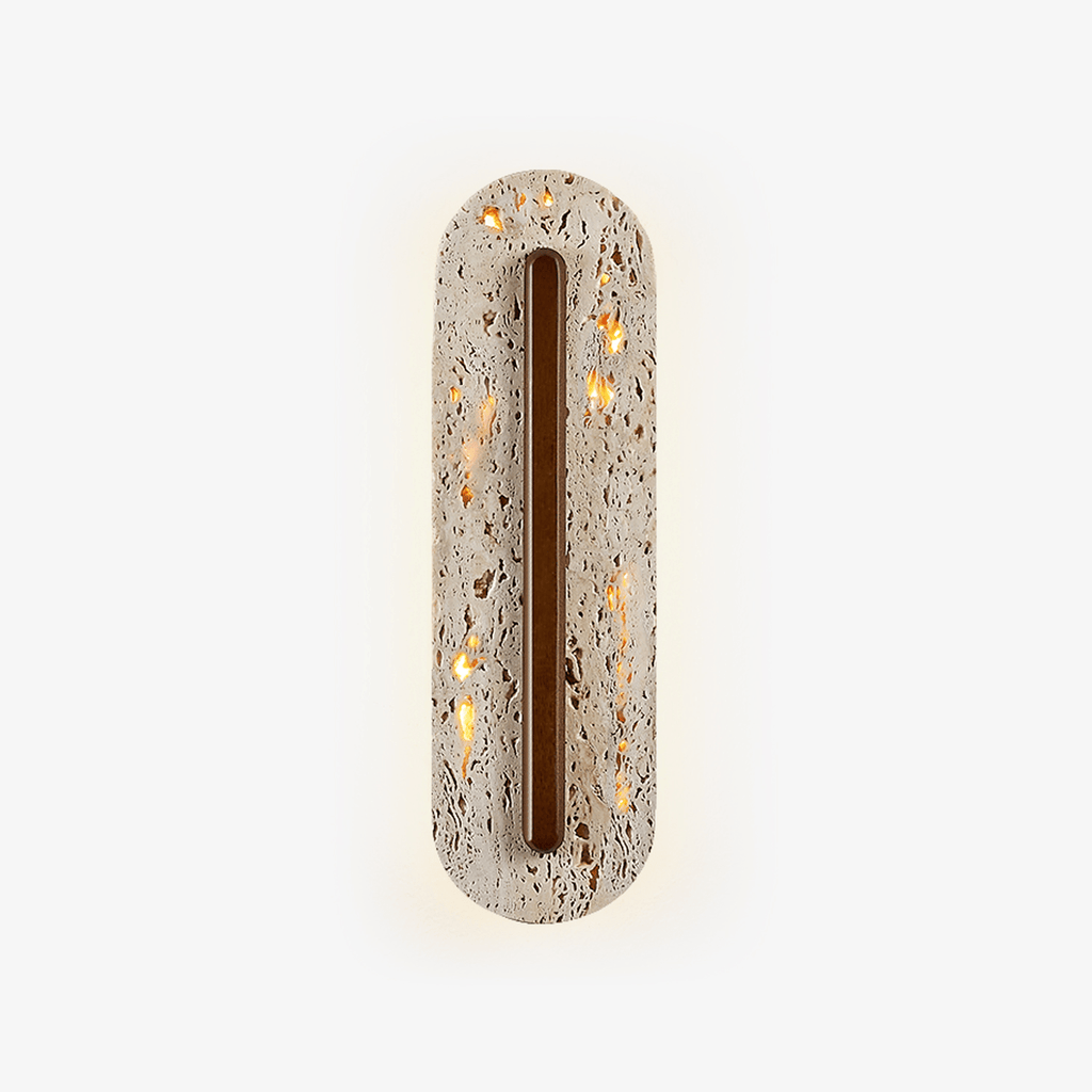 Applique murale moderne Vilhelm en Noyer et travertin jaune