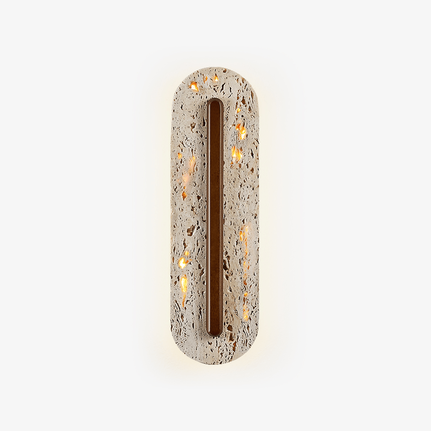 Applique murale moderne Vilhelm en Noyer et travertin jaune